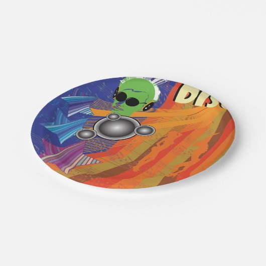Retro Disco Party 70er Funk Art Pappteller (Schrägansicht)