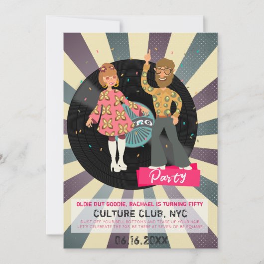 Retro Disco-Party Einladung (Vorderseite)