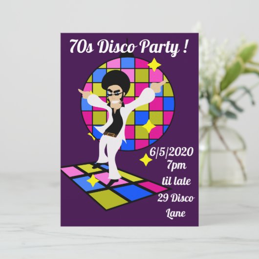 Retro-Disco-Party zum Thema Tanz Einladung (Stehend Vorderseite)
