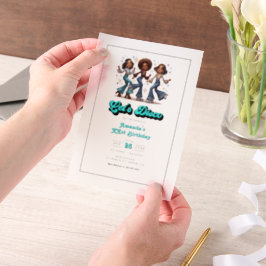 Retro Disco Queens Birthday Party Foto Pergament Einladungen