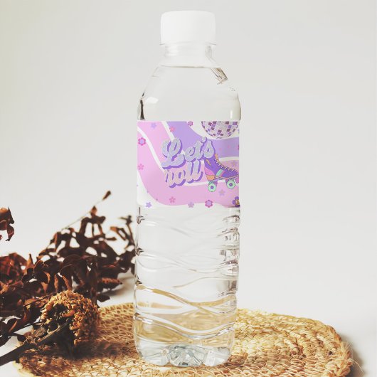 Retro Disco Roller Skate 1. Geburtstag Wasserflaschenetikett