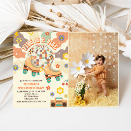 Retro Disco Roller Skate 5. Geburtstag Foto Einladung