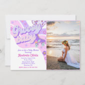 Retro Disco Roller Skate Baby Dusche Party Foto Einladung (Vorderseite)