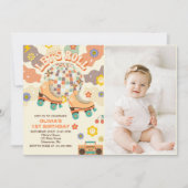 Retro Disco Roller Skate Roll 1. Geburtstag Einladung (Vorderseite)