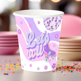 Retro Disco Roller Skate Roll 1. Geburtstag Pappbecher