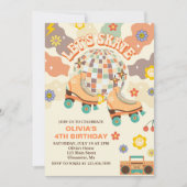 Retro Disco Roller Skate Skate 4. Geburtstag Einladung (Vorderseite)