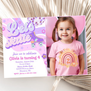 Retro Disco Roller Skate Skate 4. Geburtstag Einladung