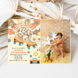 Retro Disco Roller Skate Skate 4. Geburtstag Einladung