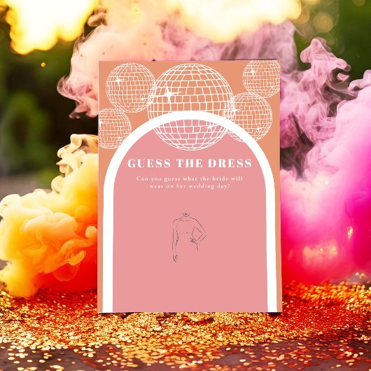 Retro Disco Rosa Orange Guess the Dress Spielkarte Einladung