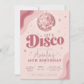 Retro-Disco-Roségold-Geburtstag Einladung (Vorderseite)