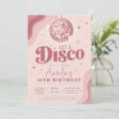 Retro-Disco-Roségold-Geburtstag Einladung (Stehend Vorderseite)