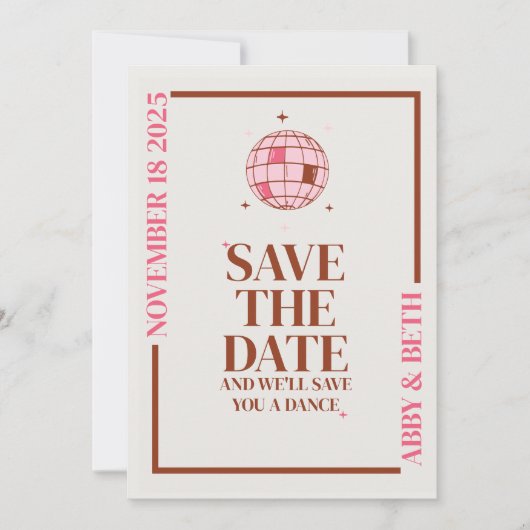 Retro Disco Save the Date Hochzeit Einladung (Vorderseite)