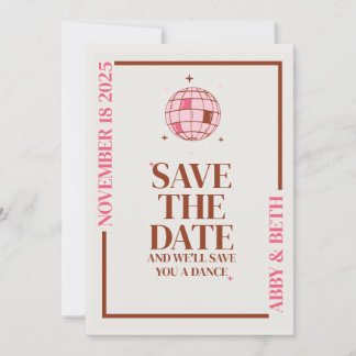 Retro Disco Save the Date Hochzeit Einladung