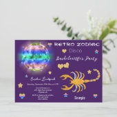 Retro Disco Scorpio Einladung (Stehend Vorderseite)