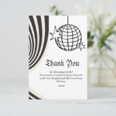 Retro Disco Thema Brautparty Danke Karte (Stehend Vorderseite)