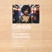 Retro Disco Typografy Graduation Party Foto Acryleinladungen (Vorderseite)