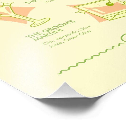 Retro Disco Wedding Bar Menu Fotodruck (Ecke)