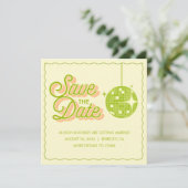 Retro Disco Wedding Save The Date Card (Stehend Vorderseite)