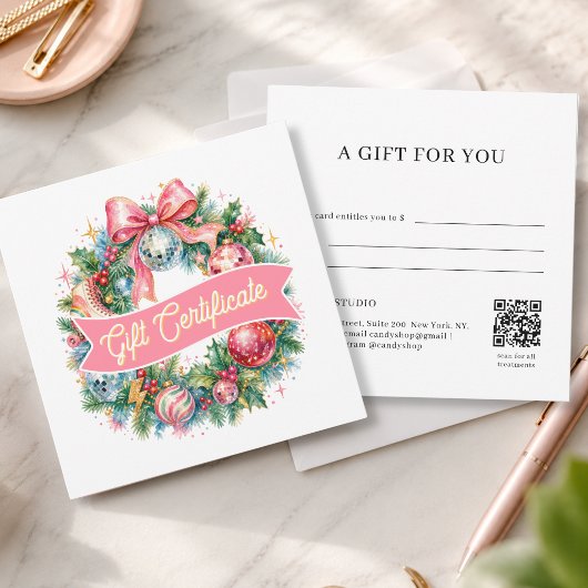 Retro-Disco-Weihnachtskranz QR-Code-Geschenkkarte