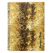 Retro Discoball-Glitzer mit Goldtönen Notizblock (Vorderseite)