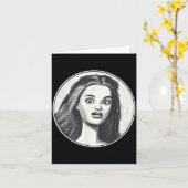 Retro Disgusted Doll Face  Karte (Gelbe Blume)