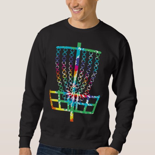 Retro Disk Golf Basket Hippie Rainbow Gefärbte Kra Sweatshirt (Vorderseite)