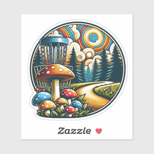 Retro Disk Golf Psychedelic Ai Art Aufkleber (Blatt)