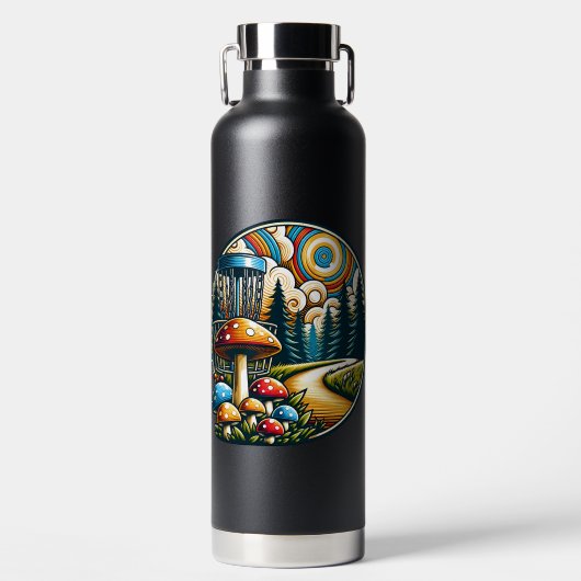 Retro Disk Golf Psychedelic Ai Art Trinkflasche (Vorderseite)