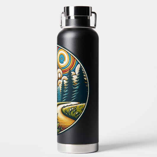 Retro Disk Golf Psychedelic Ai Art Trinkflasche (Rückseite)