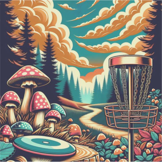Retro Disk Golf Psychedelic Art Aufkleber (Vorderseite)