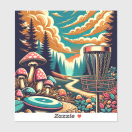 Retro Disk Golf Psychedelic Art Aufkleber