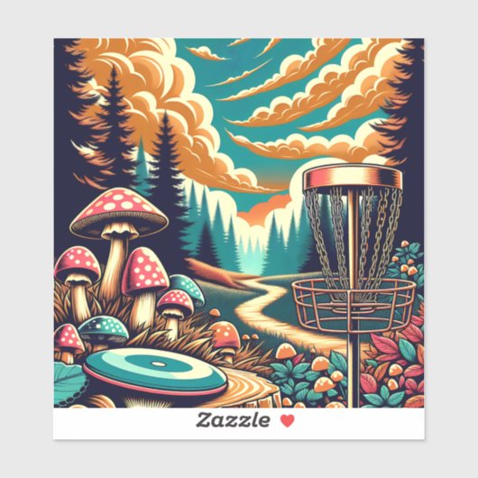 Retro Disk Golf Psychedelic Art Aufkleber (Blatt)