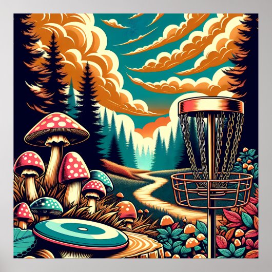 Retro Disk Golf Psychedelic Art Poster (Vorne)