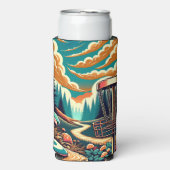 Retro Disk Golf Psychedelic Art Selters Dosenkühler (Seltzer Vorderseite)