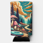 Retro Disk Golf Psychedelic Art Selters Dosenkühler (Rückseite)