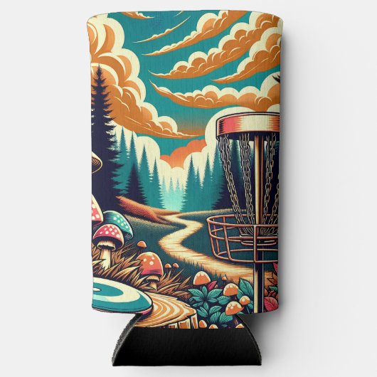 Retro Disk Golf Psychedelic Art Selters Dosenkühler (Vorderseite)