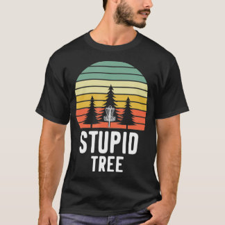 Retro Disk Golf Stupid Tree Funny Frisbee Golf Gif T-Shirt
