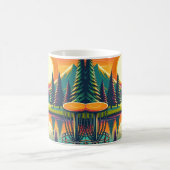 Retro Disk Golf Sunset and Trees Kaffeetasse (Mittel)