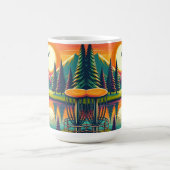 Retro Disk Golf Sunset and Trees Kaffeetasse (Mittel)