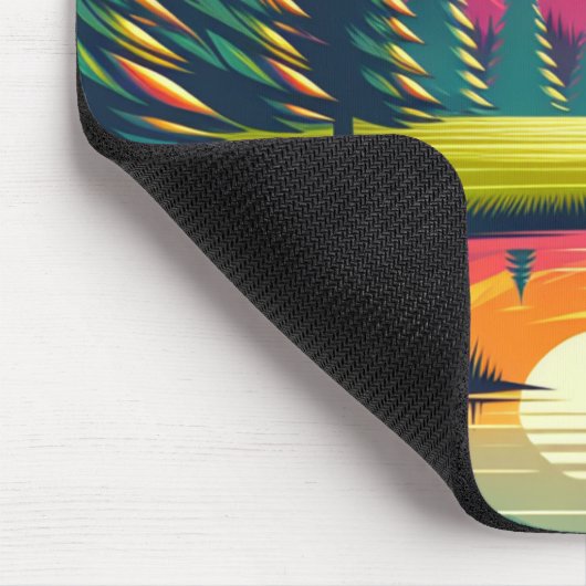 Retro Disk Golf Sunset and Trees Mousepad (Ecke)