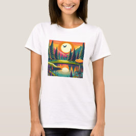 Retro Disk Golf Sunset and Trees T-Shirt