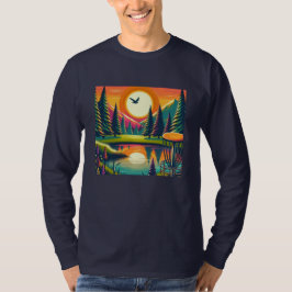 Retro Disk Golf Sunset and Trees T-Shirt