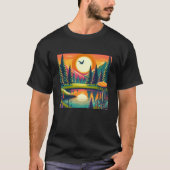 Retro Disk Golf Sunset and Trees T-Shirt (Vorderseite)