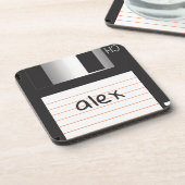 Retro-Diskette mit Label für griechische Nerd Getränkeuntersetzer (Linke Seite)