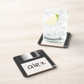 Retro-Disketten mit Label für griechische Nerd Getränkeuntersetzer (Rechte Seite)