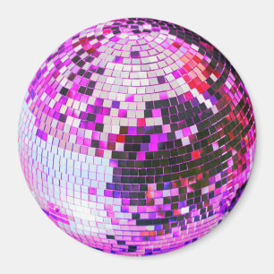 Retro-Diskokugel Glitter Glanz rosa Geburtstag Magnet