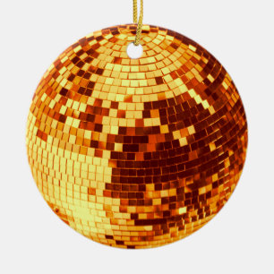 Retro-Diskokugel glitzern Glitter Gold Geburtstag Keramik Ornament