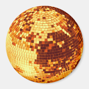 Retro-Diskokugel glitzern Glitter Gold Geburtstag Magnet