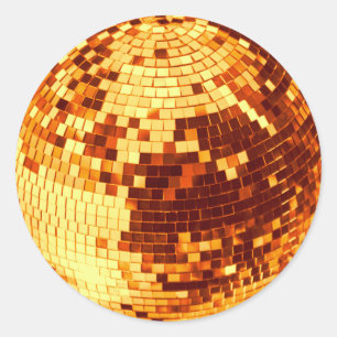 Retro-Diskokugel glitzern Glitter Gold Geburtstag Runder Aufkleber