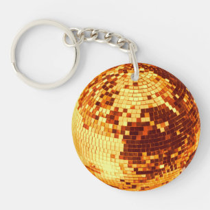 Retro-Diskokugel glitzert Glitter Gold Geburtstag Schlüsselanhänger
